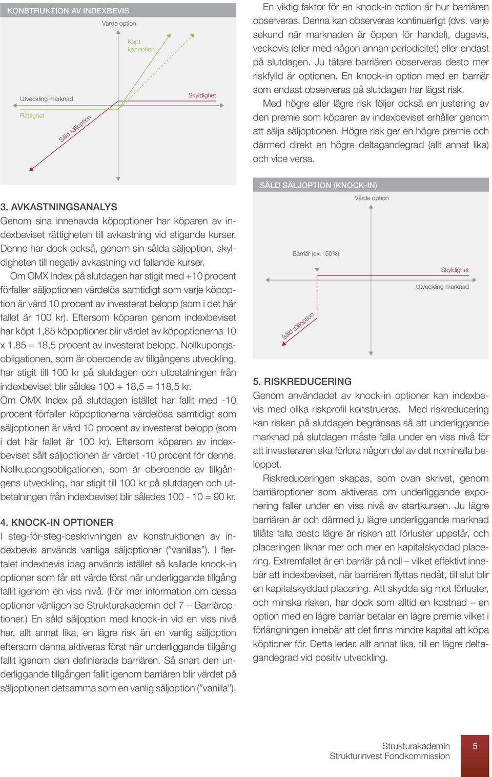 En knock-in option med en barriär som endast observeras på slutdagen har lägst risk.