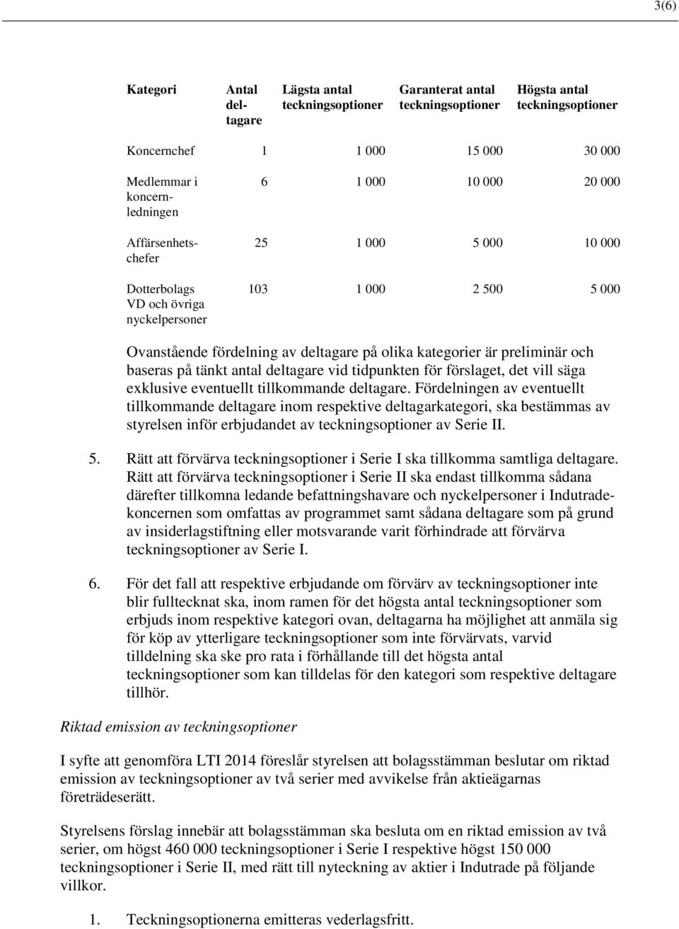 och baseras på tänkt antal deltagare vid tidpunkten för förslaget, det vill säga exklusive eventuellt tillkommande deltagare.