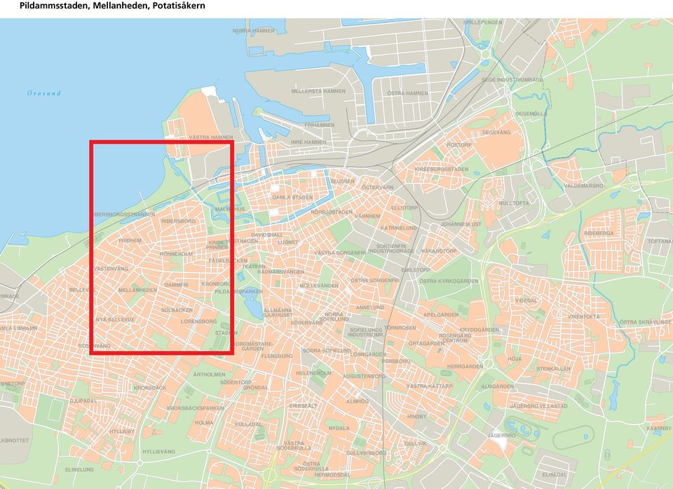 GAMLA STADEN DAVIDSHALL KRON- HÄSTHAGEN LUGNET PRINSEN FÅGELBACKEN TEATERN RÅDMANSVÅNGEN KRONBORG LORENSBORG ÄRTHOLMEN MALMÖHUS PILDAMMSPARKEN STADION ALLMÄNNA SJUKHUSET BORGMÄSTARE- GÅRDEN FLENSBURG