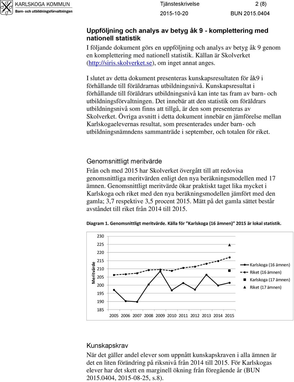 I slutet av detta dokument presenteras kunskapsresultaten för åk9 i förhållande till föräldrarnas utbildningsnivå.