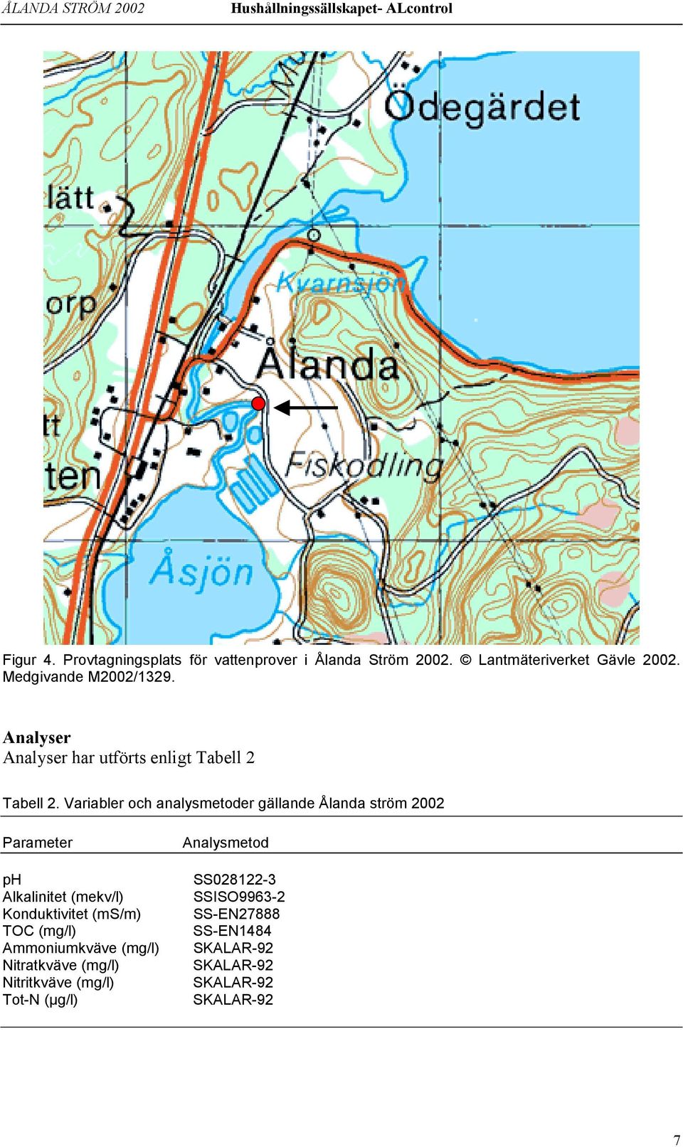 Variabler och analysmetoder gällande Ålanda ström 2002 Parameter ph Alkalinitet (mekv/l) Konduktivitet (ms/m) TOC (mg/l)