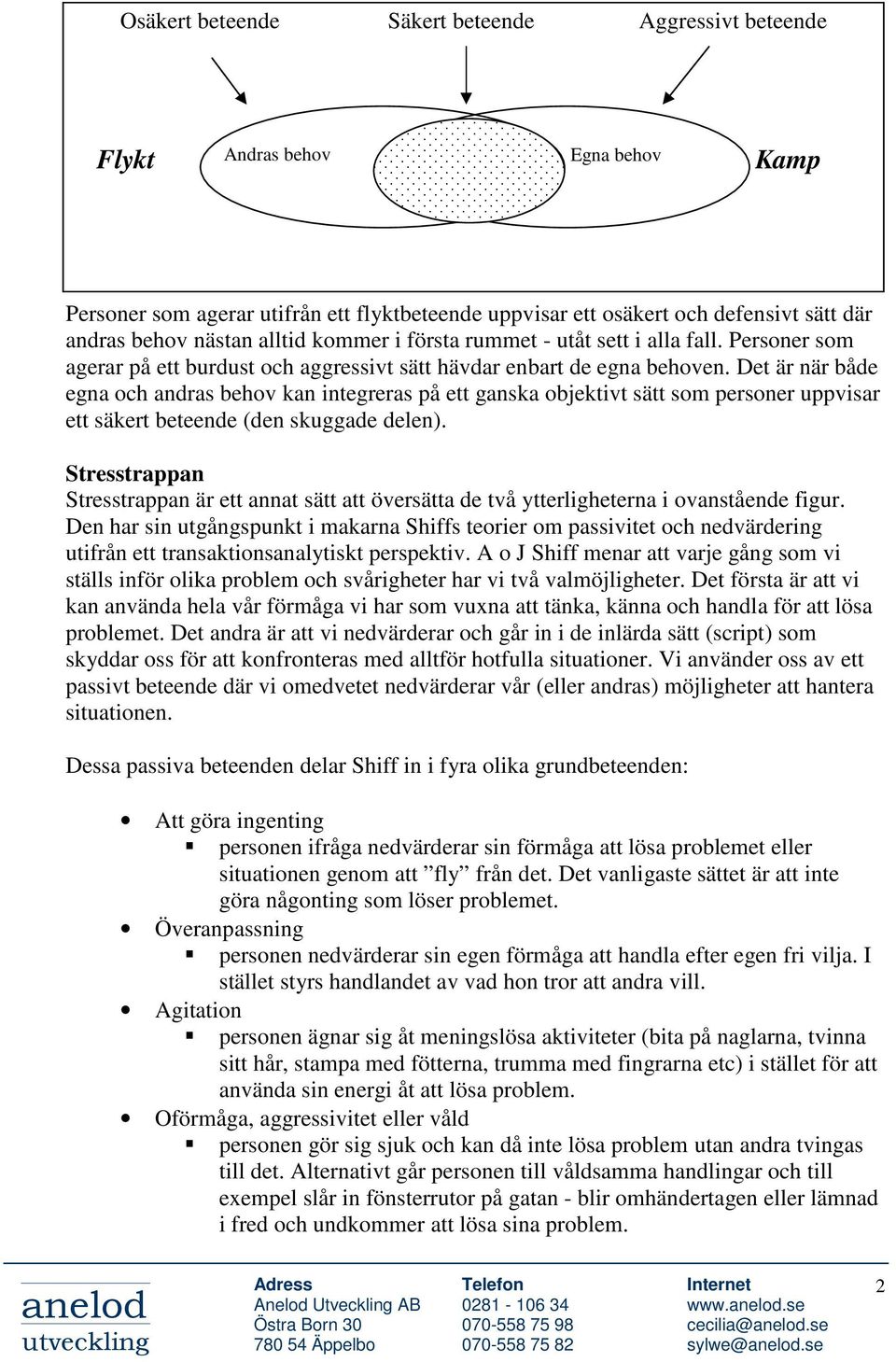 Det är när både egna och andras behov kan integreras på ett ganska objektivt sätt som personer uppvisar ett säkert beteende (den skuggade delen).