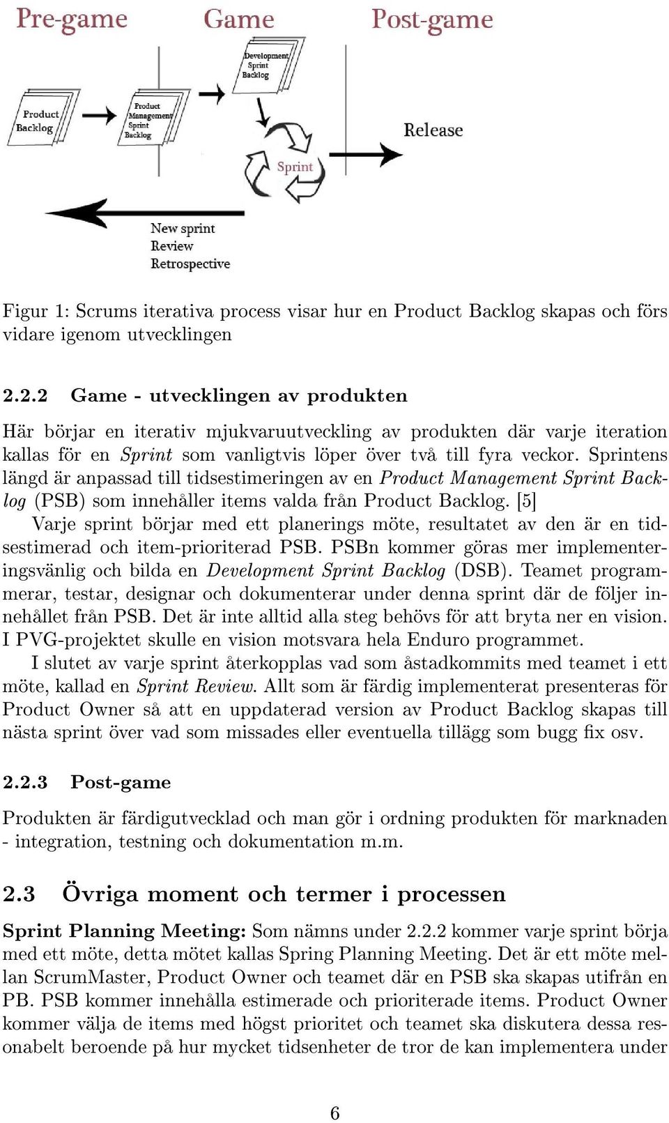 Sprintens längd är anpassad till tidsestimeringen av en Product Management Sprint Backlog (PSB) som innehåller items valda från Product Backlog.