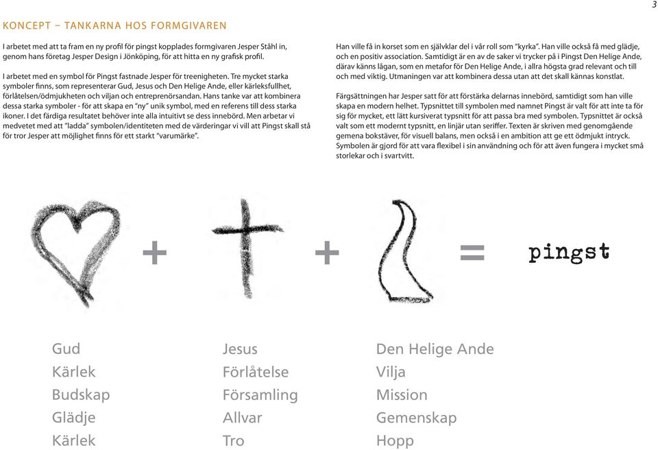 Tre mycket starka symboler finns, som representerar Gud, Jesus och Den Helige Ande, eller kärleksfullhet, förlåtelsen/ödmjukheten och viljan och entreprenörsandan.