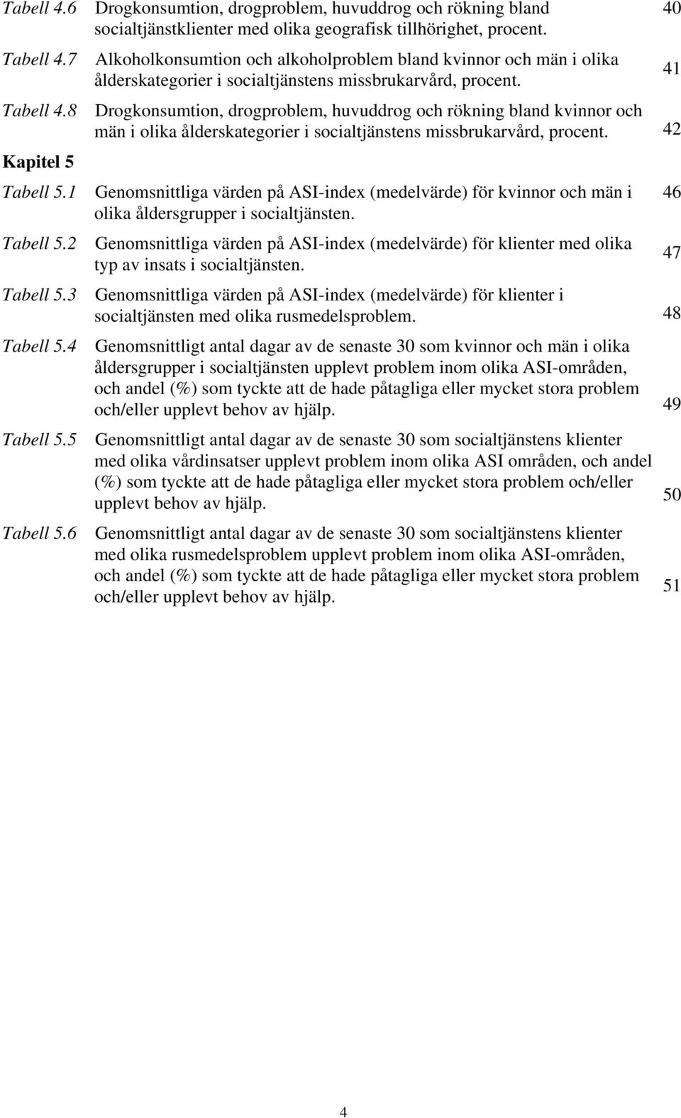 8 Drogkonsumtion, drogproblem, huvuddrog och rökning bland kvinnor och män i olika ålderskategorier i socialtjänstens missbrukarvård, procent. Kapitel 5 Tabell 5.