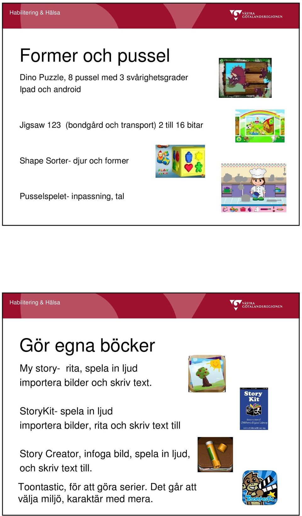 importera bilder och skriv text.