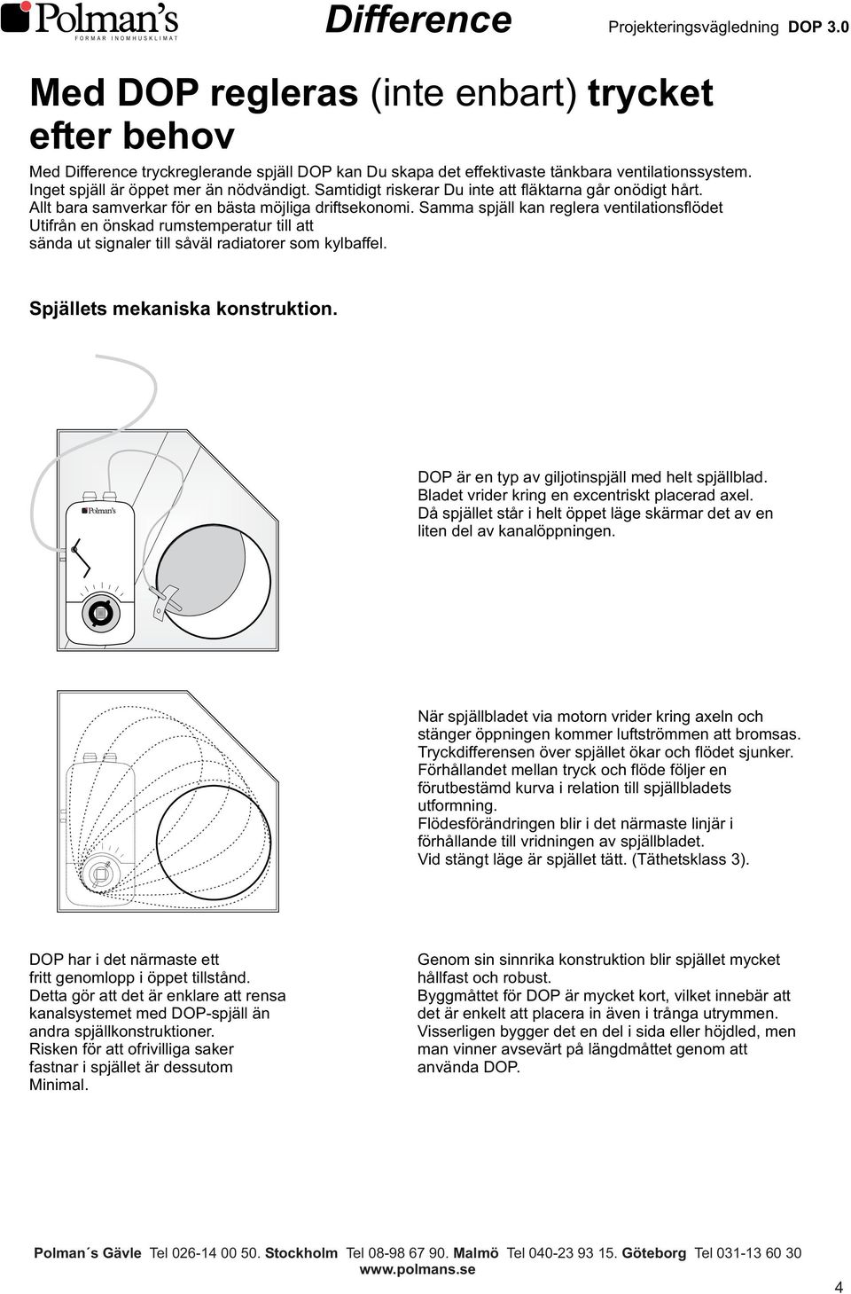 Samma spjäll kan reglera ventilationsflödet Utifrån en önskad rumstemperatur till att sända ut signaler till såväl radiatorer som kylbaffel. ets mekaniska konstruktion.