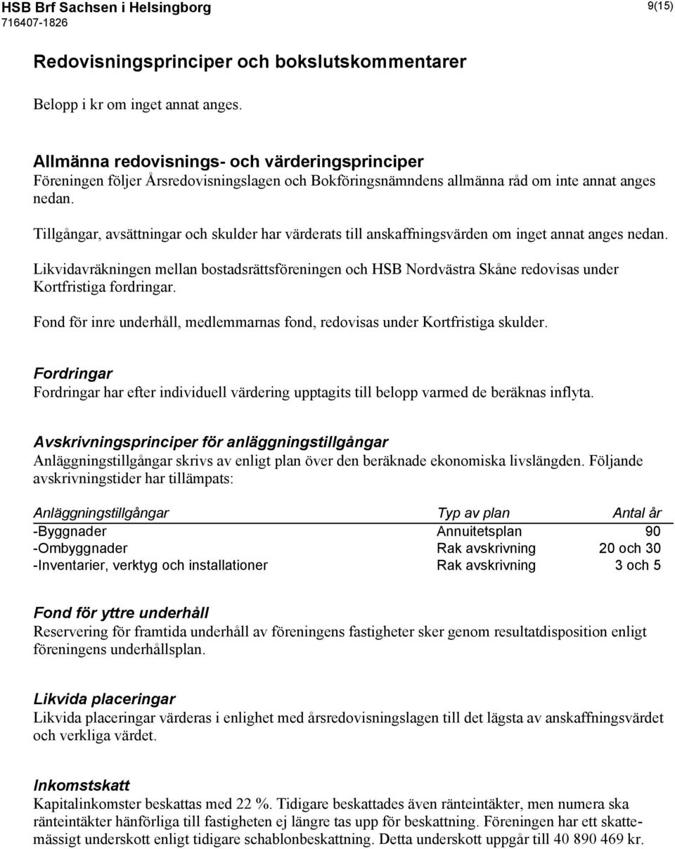 Tillgångar, avsättningar och skulder har värderats till anskaffningsvärden om inget annat anges nedan.