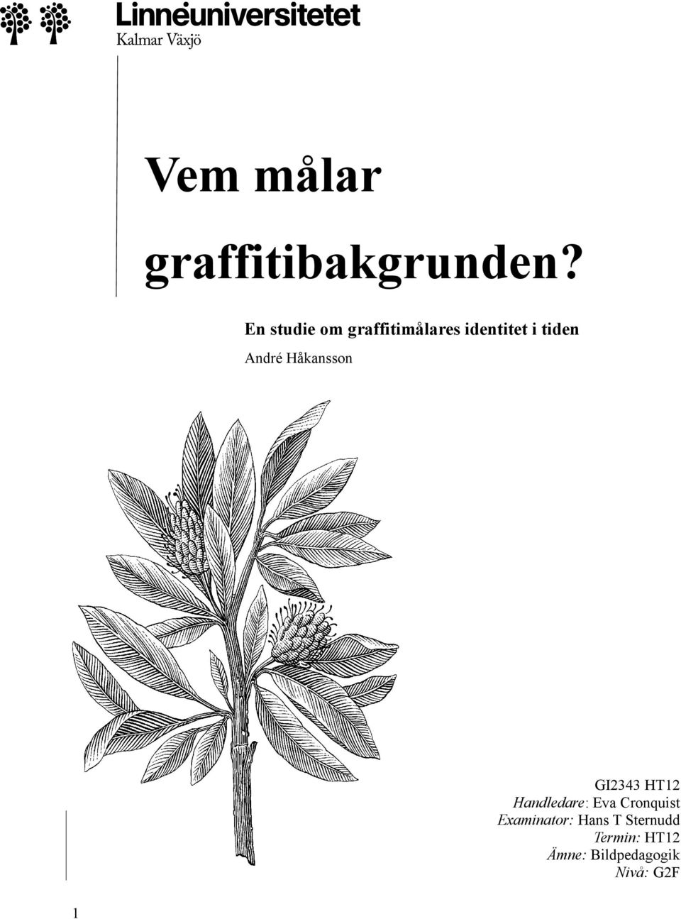 André Håkansson GI2343 HT12 Handledare: Eva