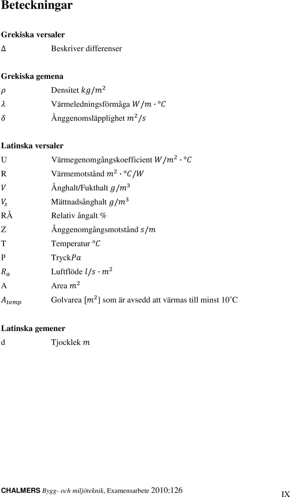 Mättnadsånghalt / RÅ Relativ ångalt % Z Ånggenomgångsmotstånd / T Temperatur P Tryck A Luftflöde / Area Golvarea