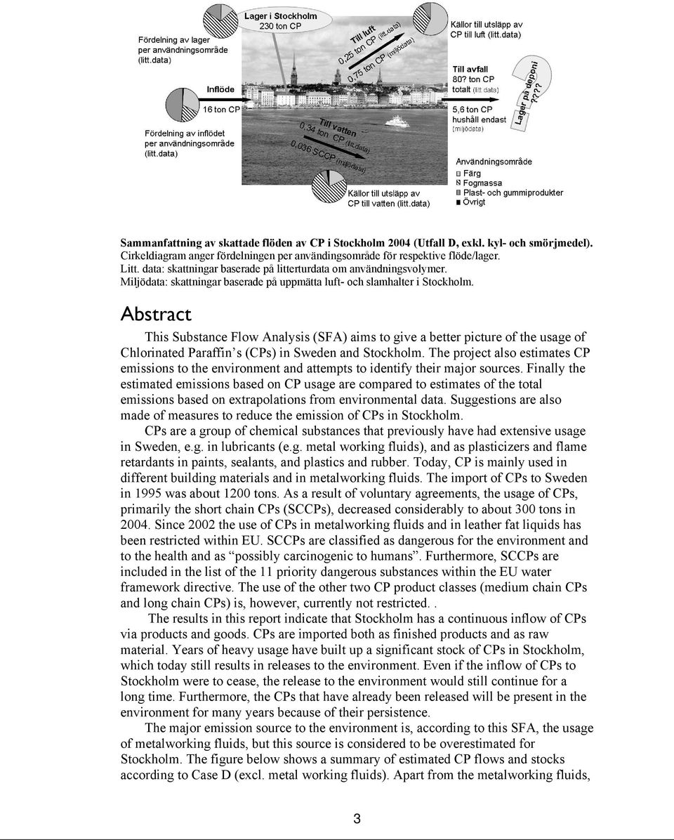 Abstract This Substance Flow Analysis (SFA) aims to give a better picture of the usage of Chlorinated Paraffin s (CPs) in Sweden and.