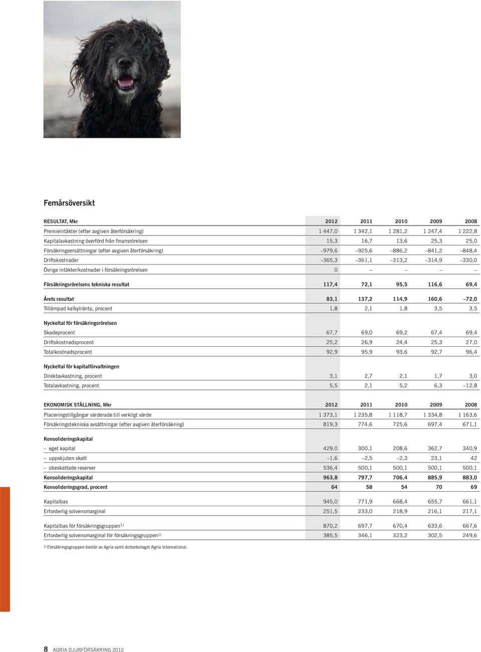 Försäkringsrörelsens tekniska resultat 117,4 72,1 95,5 116,6 69,4 Årets resultat 83,1 137,2 114,9 160,6 72,0 Tillämpad kalkylränta, procent 1,8 2,1 1,8 3,5 3,5 Nyckeltal för försäkringsrörelsen