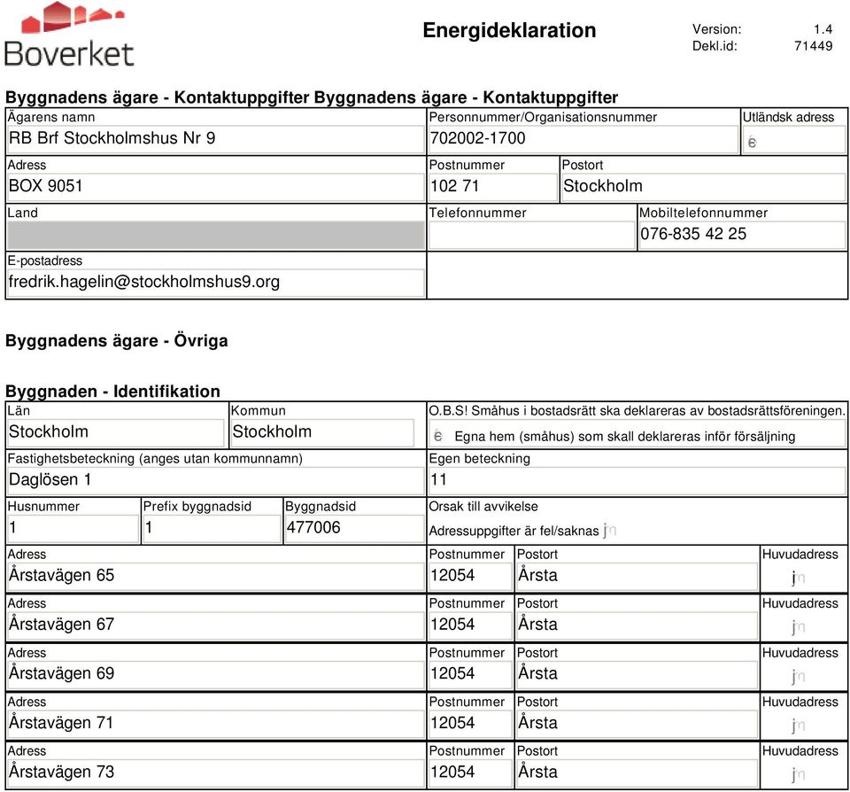 Land Telefonnummer Mobiltelefonnummer 07-835 42 25 E-postadress fredrik.hagelin@stockholmshus9.