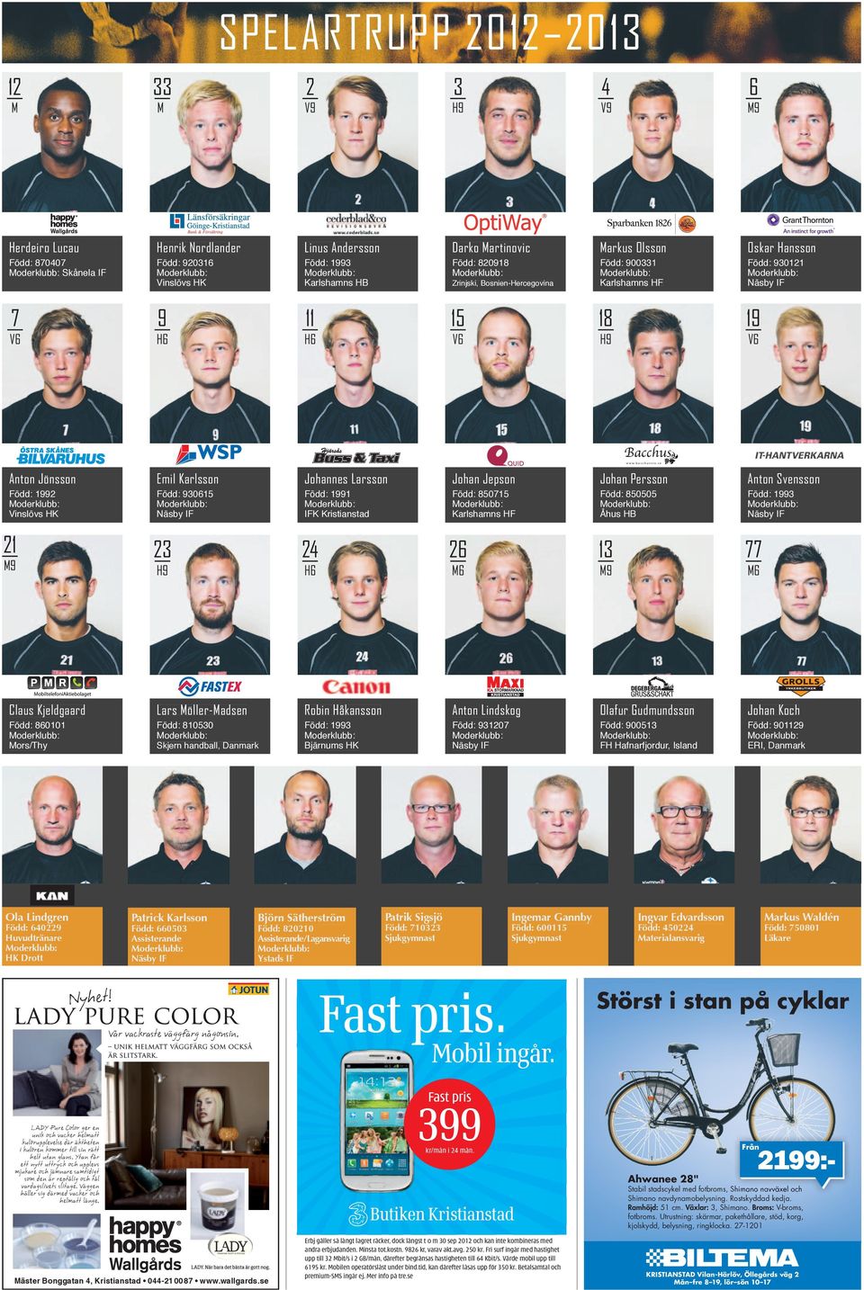 se Anton Jönsson Emil Karlsson Johannes Larsson Johan Jepson Johan Persson Anton Svensson Född: 1992 Vinslövs HK Född: 930615 Näsby IF Född: 1991 IFK Kristianstad Född: 850715 Karlshamns HF Född: