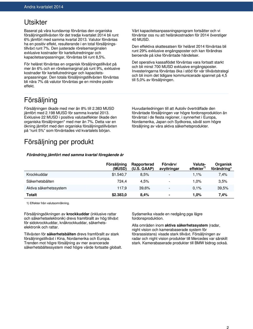 Den justerade rörelsemarginalen exklusive kostnader för kartellutredningar och kapacitetsanpassningar, förväntas bli runt 8,5%.