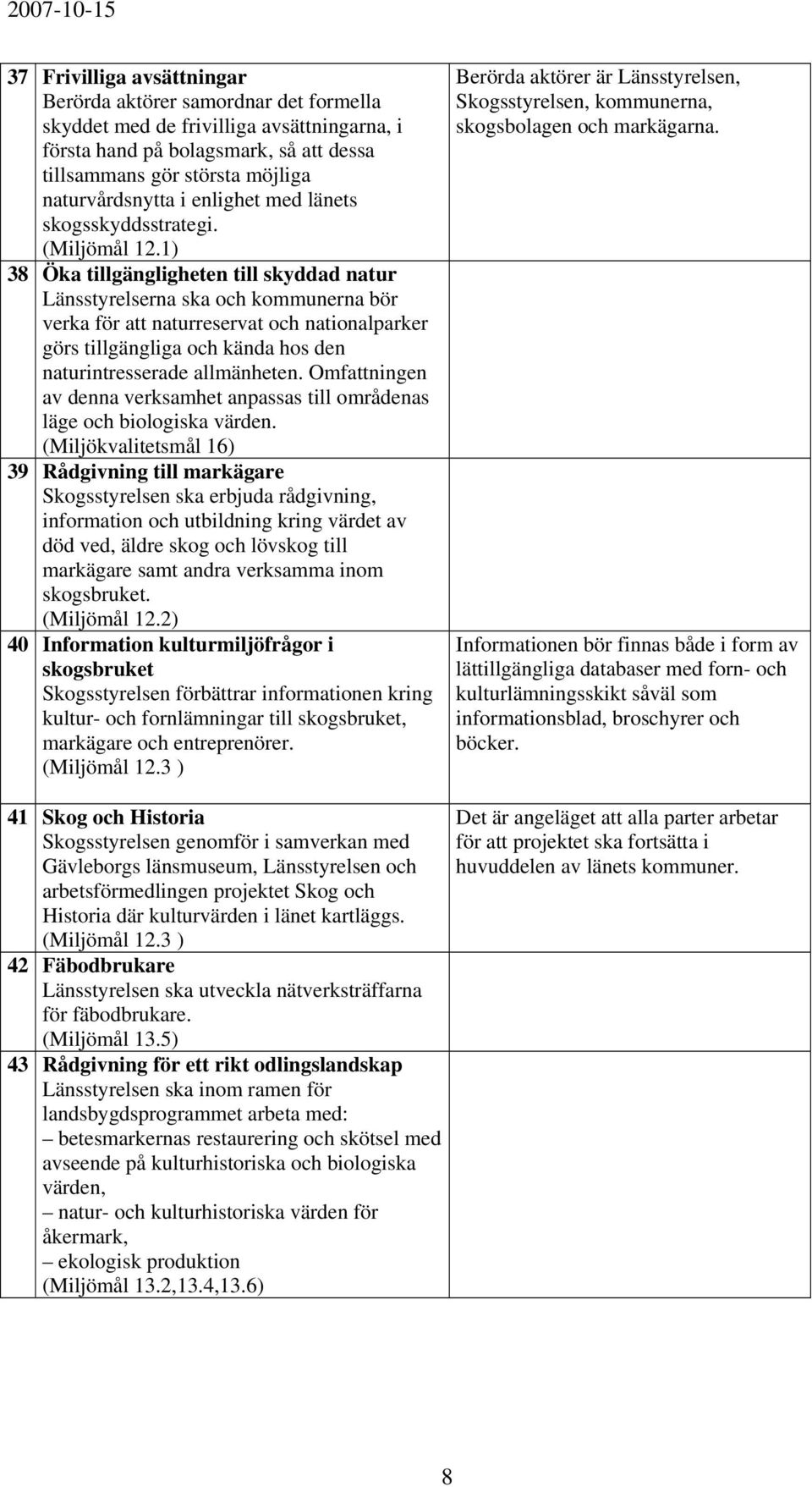 1) 38 Öka tillgängligheten till skyddad natur Länsstyrelserna ska och kommunerna bör verka för att naturreservat och nationalparker görs tillgängliga och kända hos den naturintresserade allmänheten.