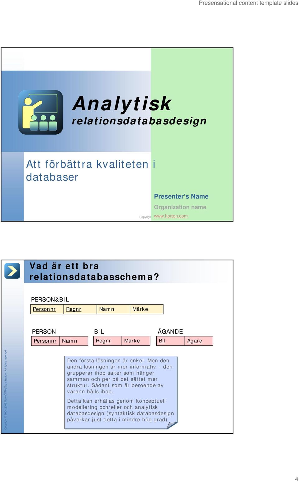 Men den andra lösningen är mer informativ den grupperar ihop saker som hänger samman och ger på det sättet mer struktur.