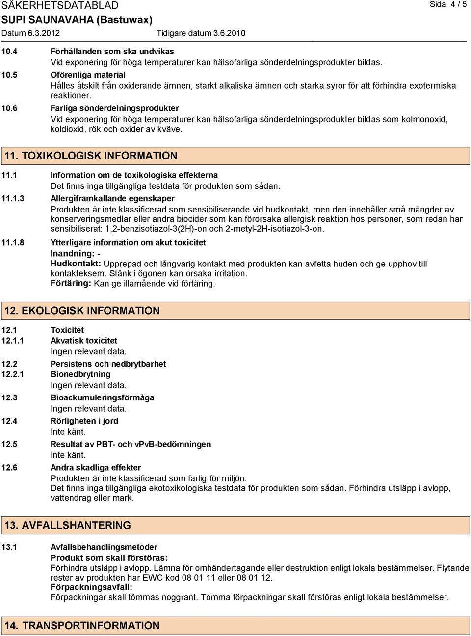 TOXIKOLOGISK INFORMATION 11