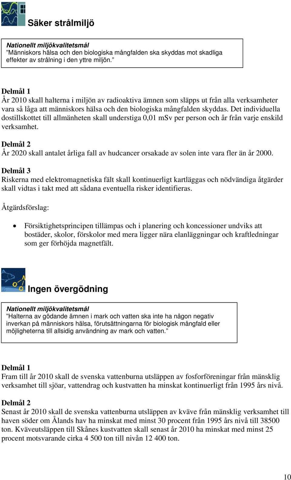 Det individuella dostillskottet till allmänheten skall understiga 0,01 msv per person och år från varje enskild verksamhet.