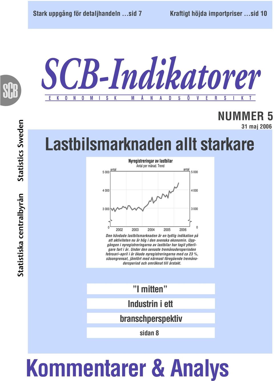 Trend antal 5 4 4 3 3 Den hävdade lastbilsmarknaden är en tydlig indikation på att aktiviteten nu är hög i den svenska ekonomin.