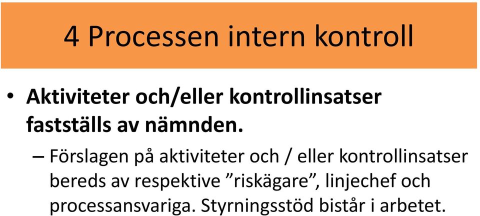 Förslagen på aktiviteter och / eller kontrollinsatser