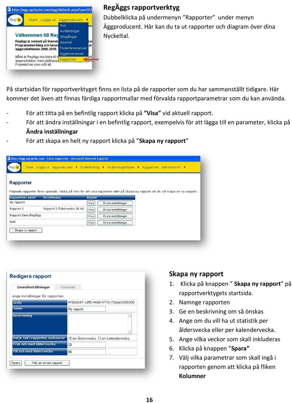 Här kommer det även att finnas färdiga rapportmallar med förvalda rapportparametrar som du kan använda. - För att titta på en befintlig rapport klicka på Visa vid aktuell rapport.