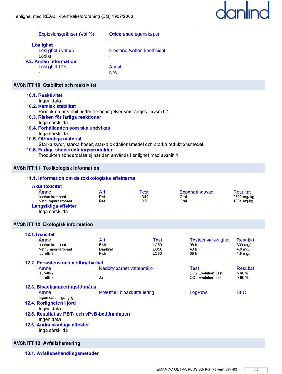 Oförenliga material Starka syror, starka baser, starka oxidationsmedel och starka reduktionsmedel. 10.6.