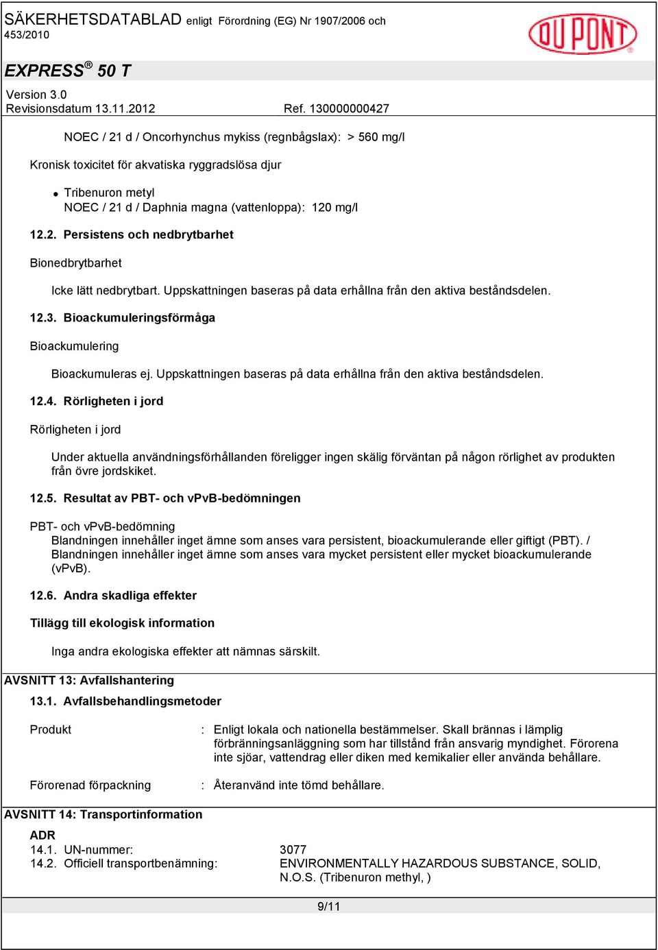 Uppskattningen baseras på data erhållna från den aktiva beståndsdelen. 12.4.