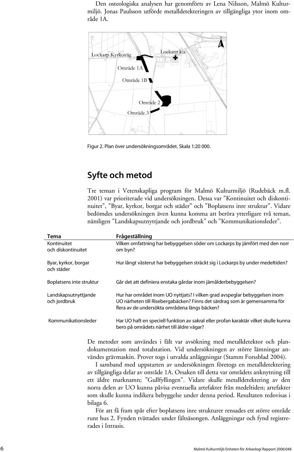 Syfte och metod Tre teman i Vetenskapliga program för Malmö Kulturmiljö (Rudebäck m.fl. 2001) var prioriterade vid undersökningen.