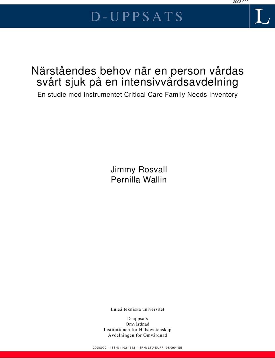 Inventory Jimmy Rosvall Pernilla Wallin Luleå tekniska universitet D-uppsats