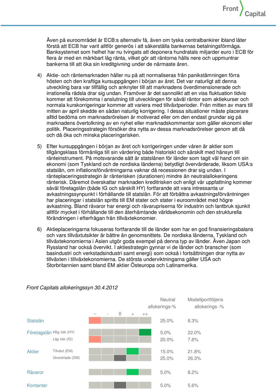 sin kreditgivning under de närmaste åren. 4) Aktie- och räntemarknaden håller nu på att normaliseras från panikstämningen förra hösten och den kraftiga kursuppgången i början av året.