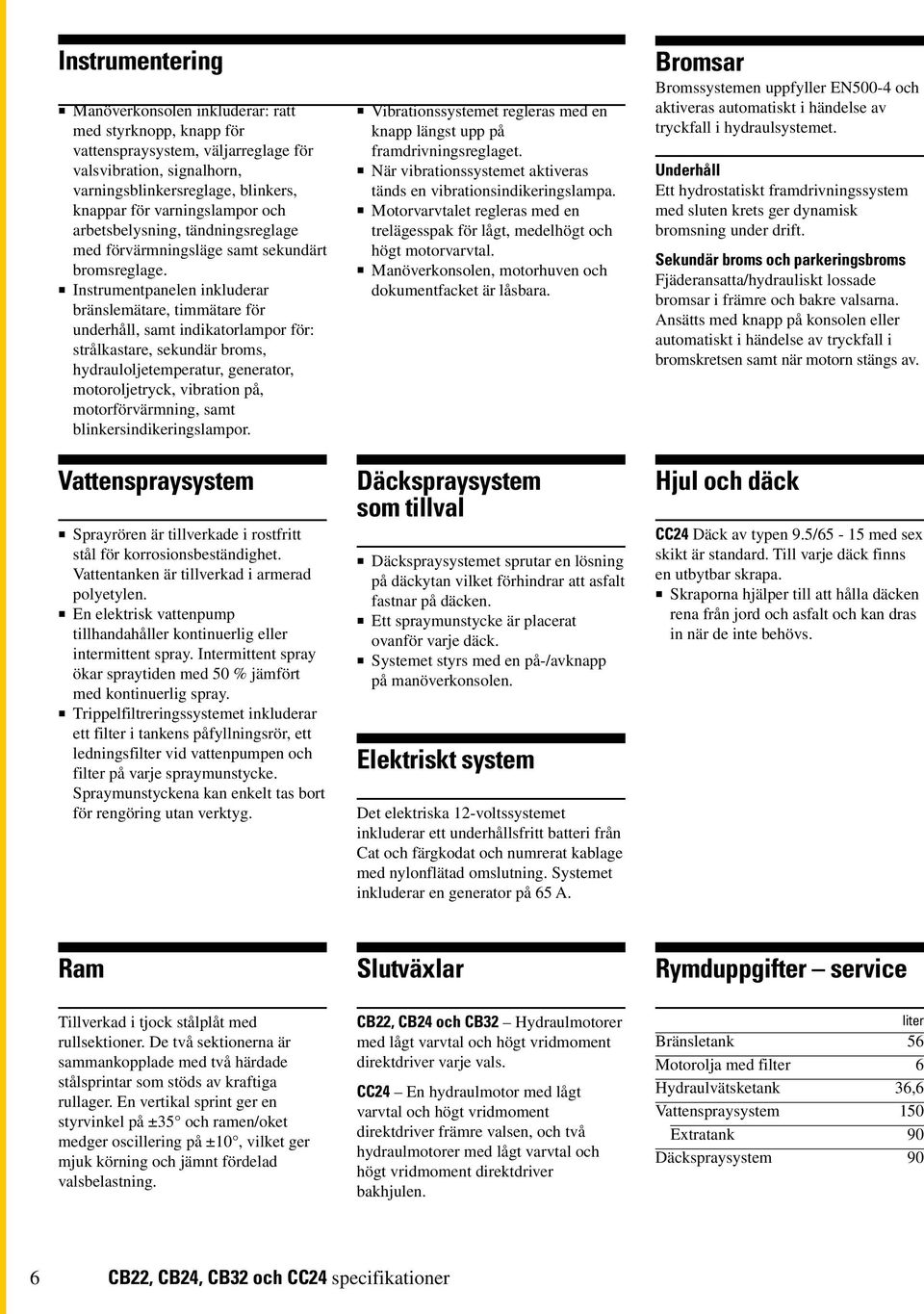 Instrumentpanelen inkluderar bränslemätare, timmätare för underhåll, samt indikatorlampor för: strålkastare, sekundär broms, hydrauloljetemperatur, generator, motoroljetryck, vibration på,