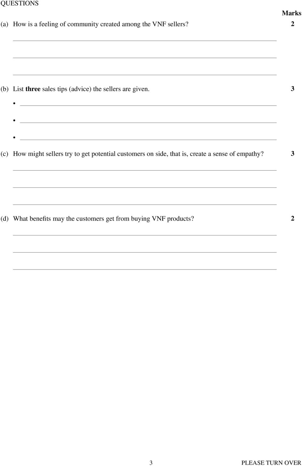 3 (c) How might sellers try to get potential customers on side, that is, create a