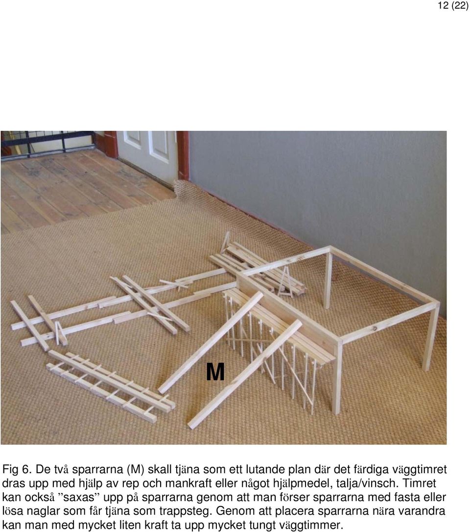 av rep och mankraft eller något hjälpmedel, talja/vinsch.