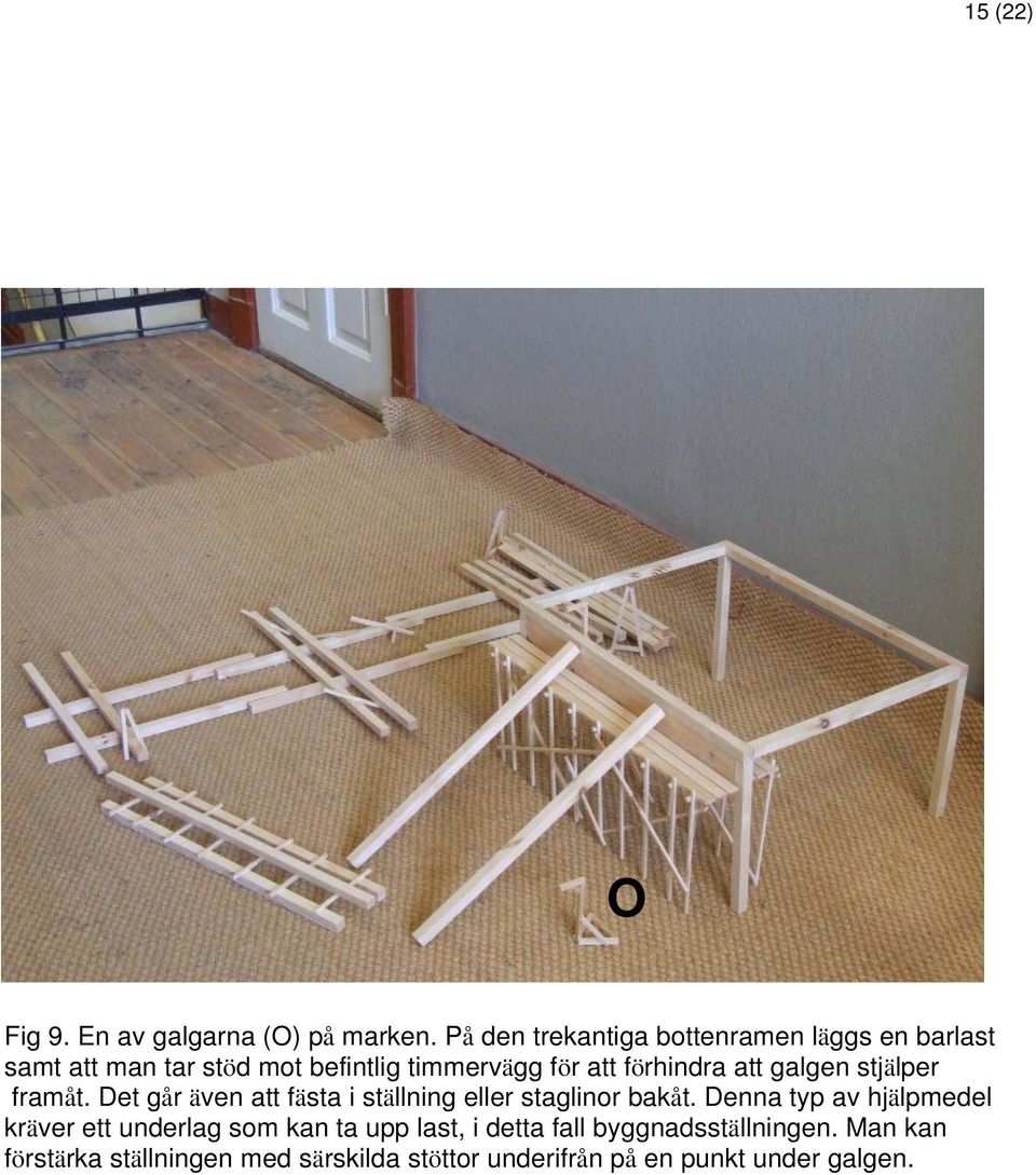 förhindra att galgen stjälper framåt. Det går även att fästa i ställning eller staglinor bakåt.