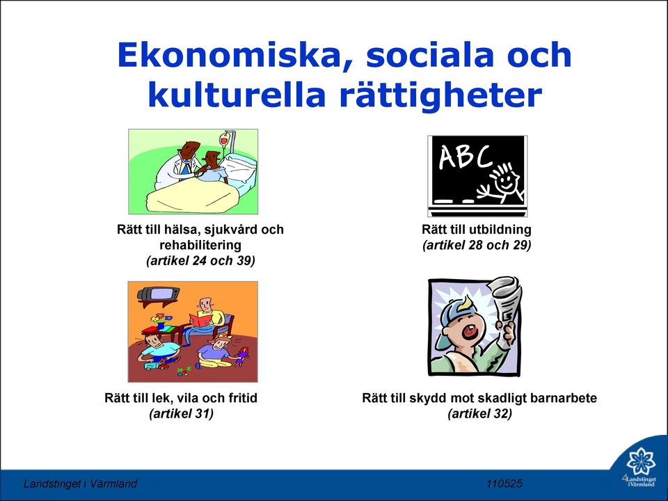 (artikel 28 och 29) Rätt till lek, vila och fritid (artikel 31) Rätt