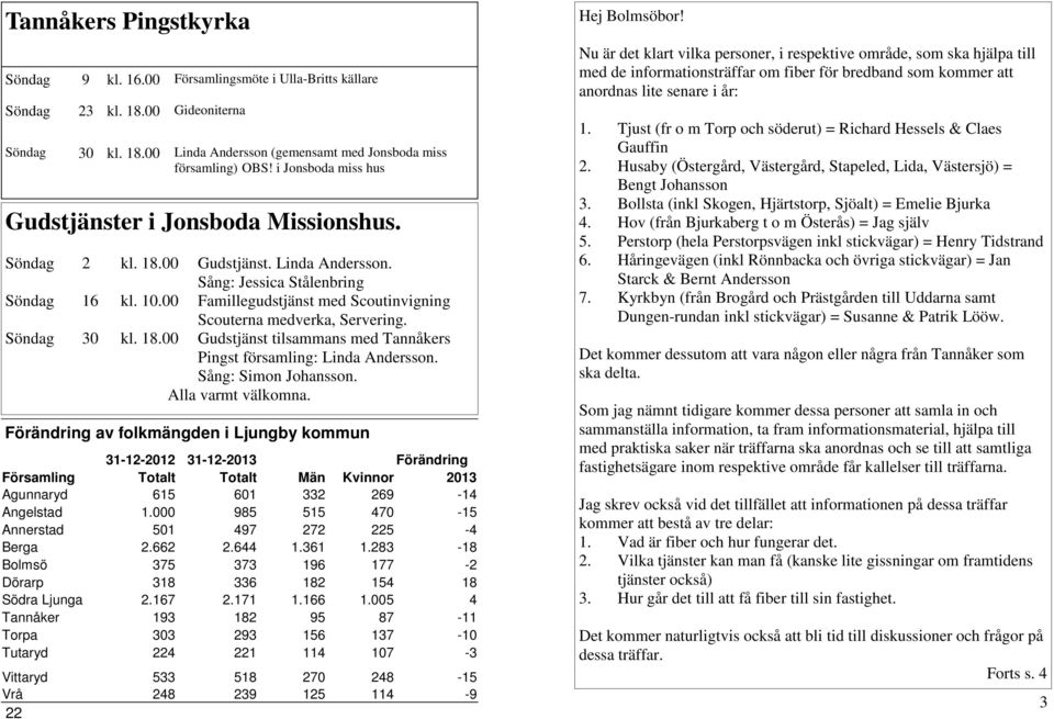 00 Famillegudstjänst med Scoutinvigning Scouterna medverka, Servering. Söndag 30 kl. 18.00 Gudstjänst tilsammans med Tannåkers Pingst församling: Linda Andersson. Sång: Simon Johansson.