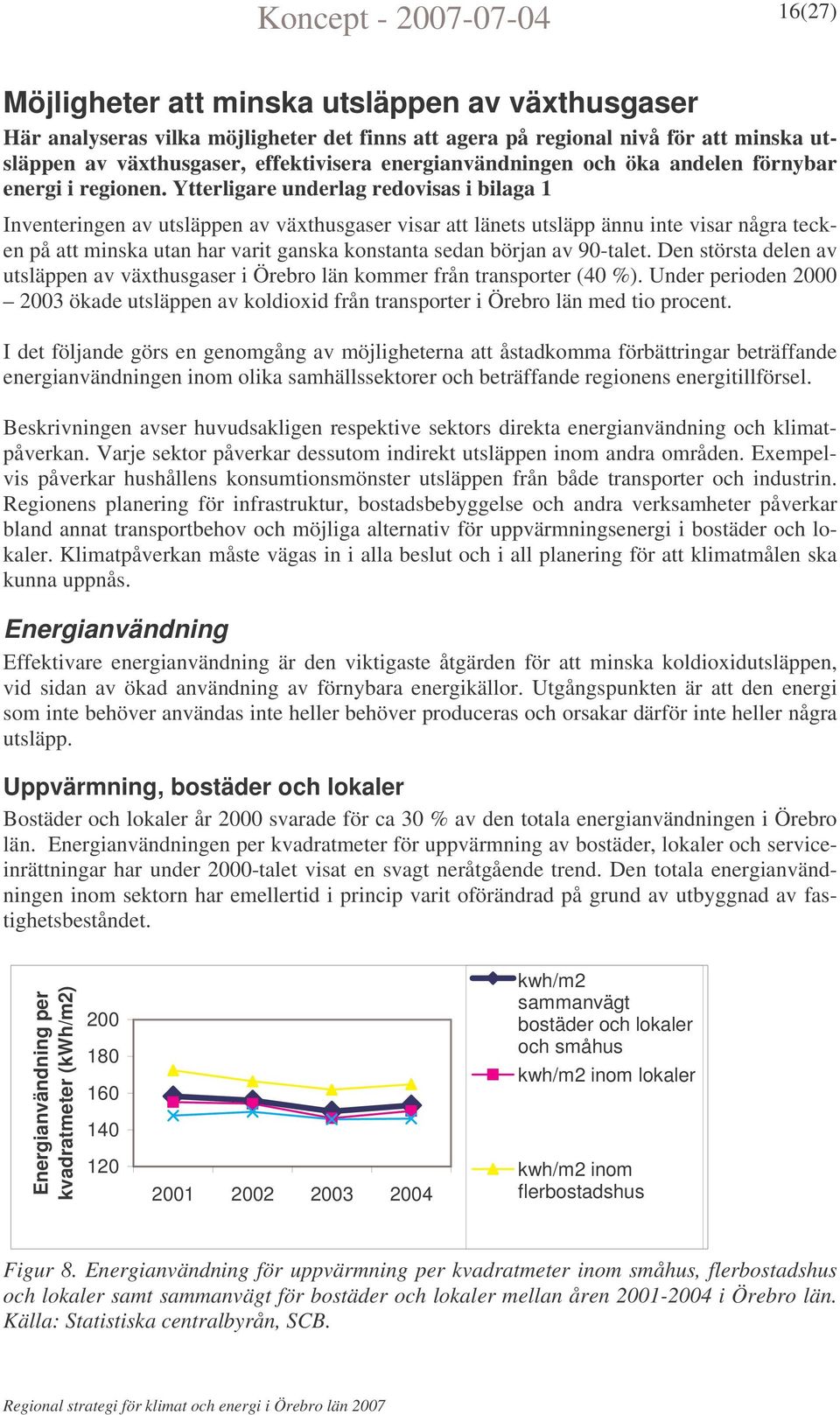 Ytterligare underlag redovisas i bilaga 1 Inventeringen av utsläppen av växthusgaser visar att länets utsläpp ännu inte visar några tecken på att minska utan har varit ganska konstanta sedan början