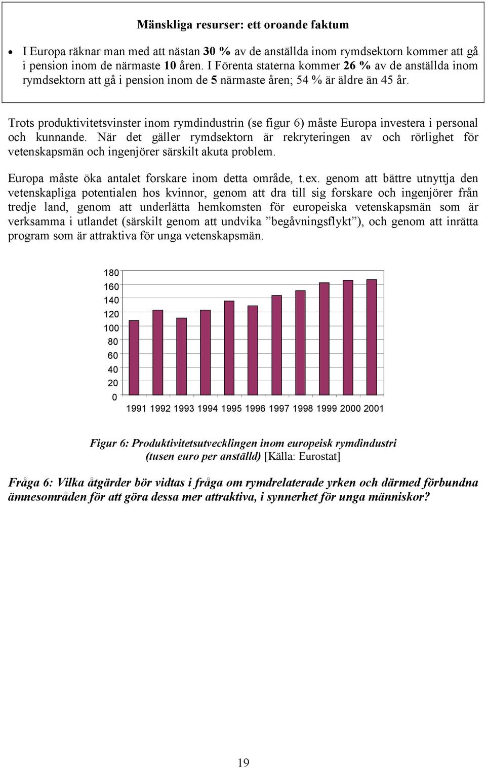 Trots produktivitetsvinster inom rymdindustrin (se figur 6) måste Europa investera i personal och kunnande.