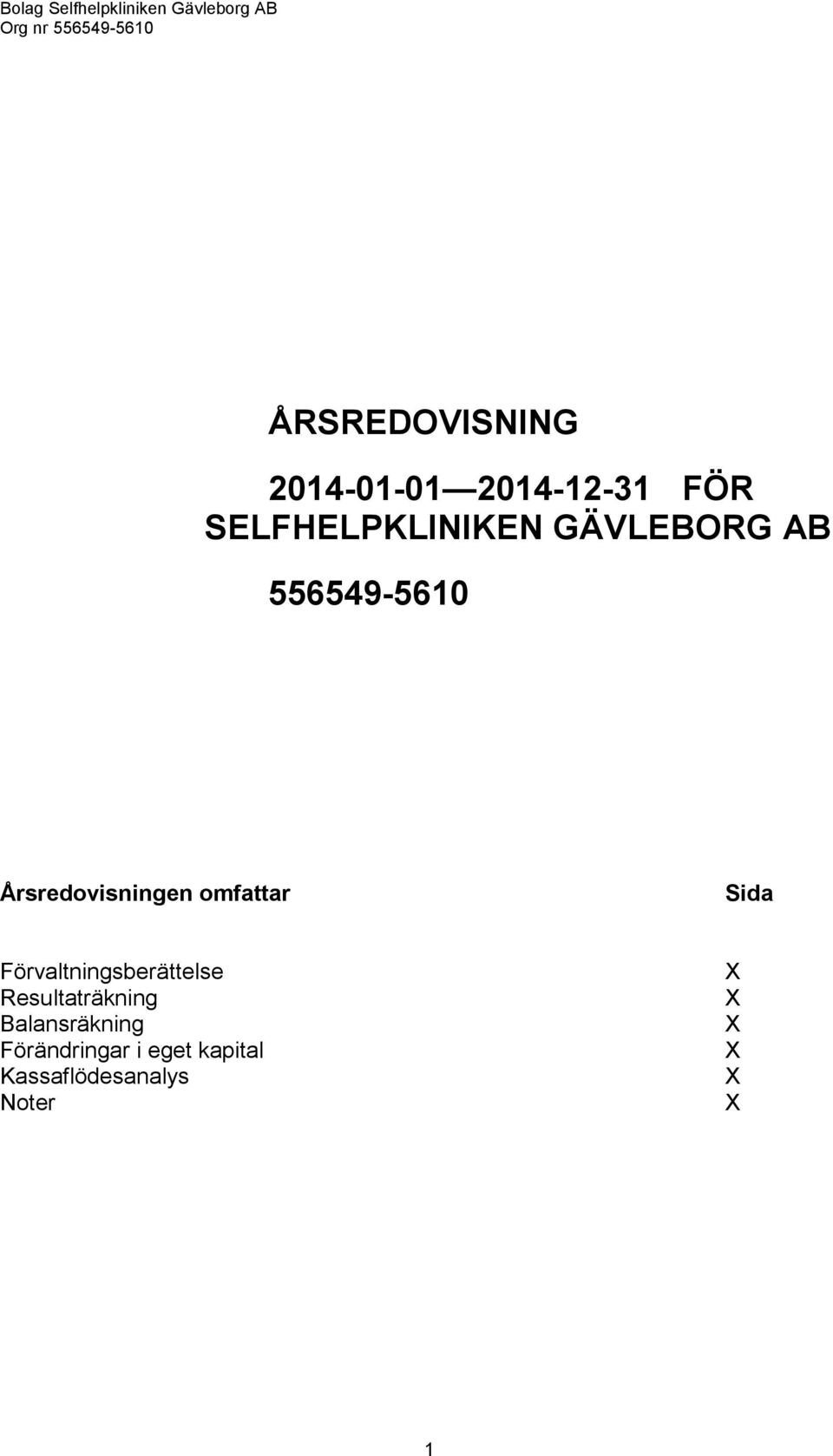 AB 556549-5610 Årsredovisningen omfattar Sida Förvaltningsberättelse