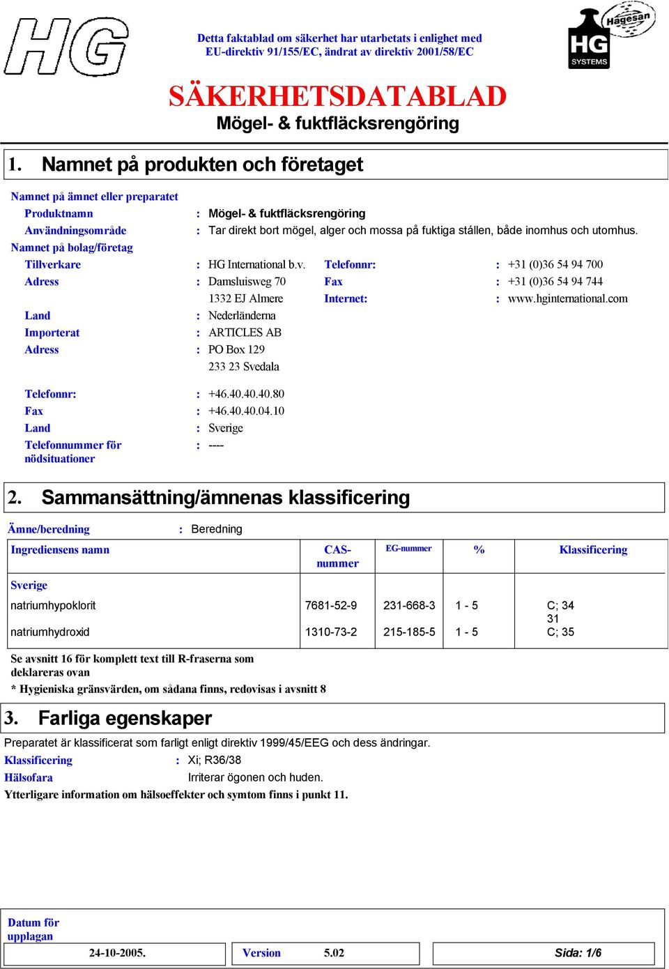 ndningsområde Namnet på bolag/företag Tillve