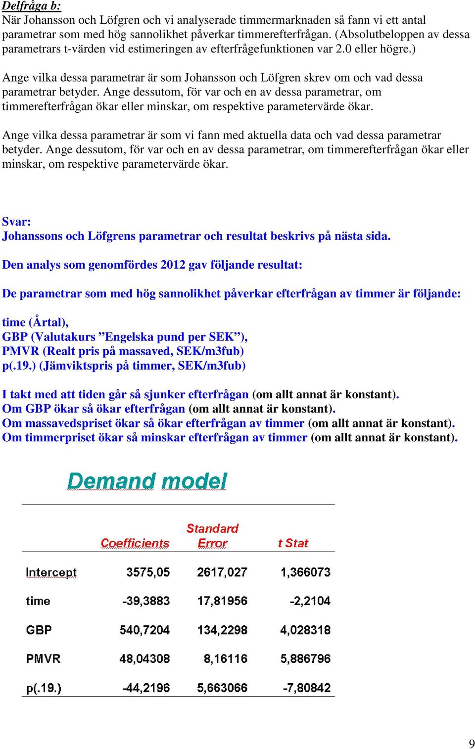 ) Ange vilka dessa parametrar är som Johansson och Löfgren skrev om och vad dessa parametrar betyder.