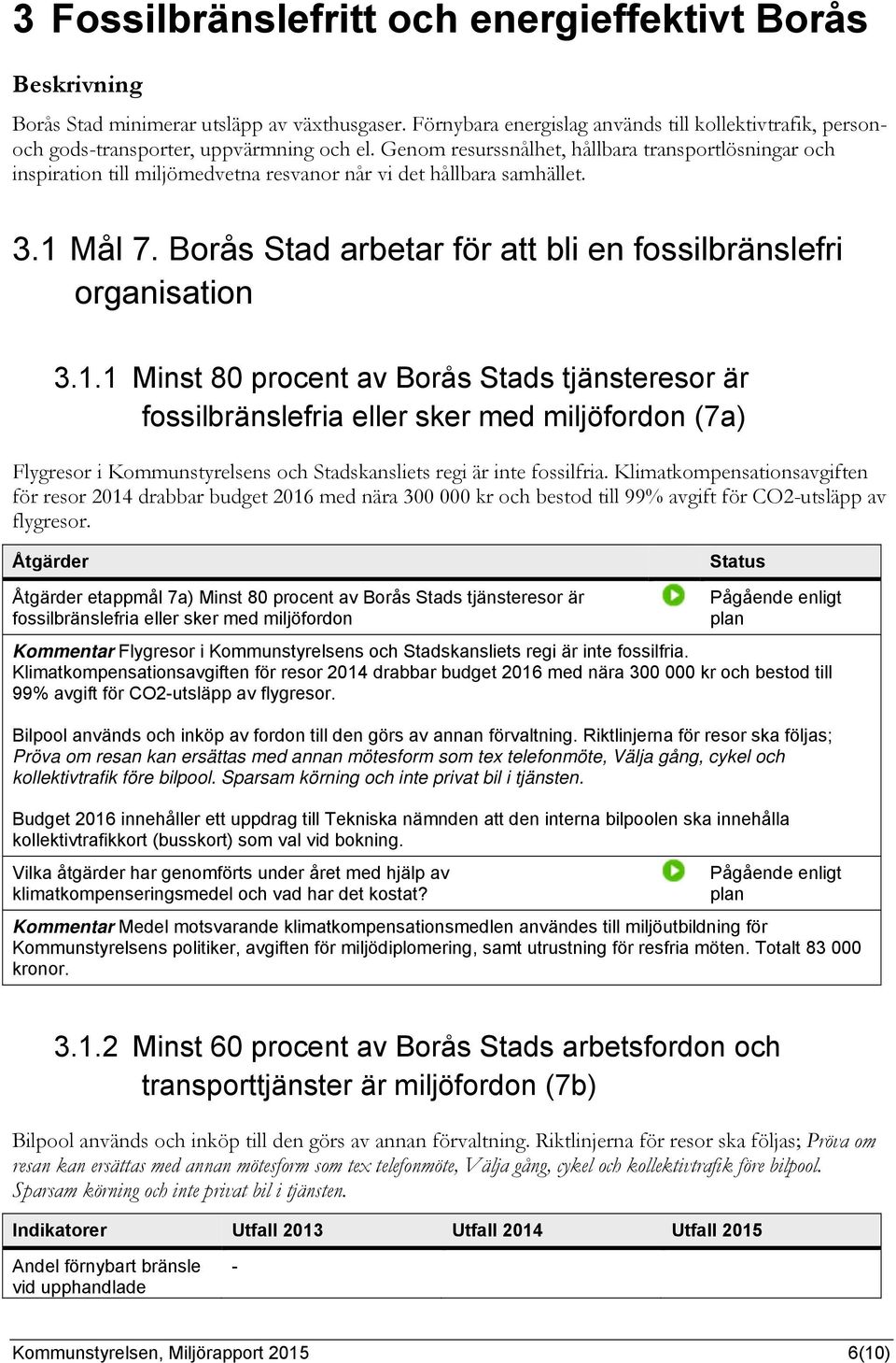 Genom resurssnålhet, hållbara transportlösningar och inspiration till miljömedvetna resvanor når vi det hållbara samhället. 3.1 Mål 7.