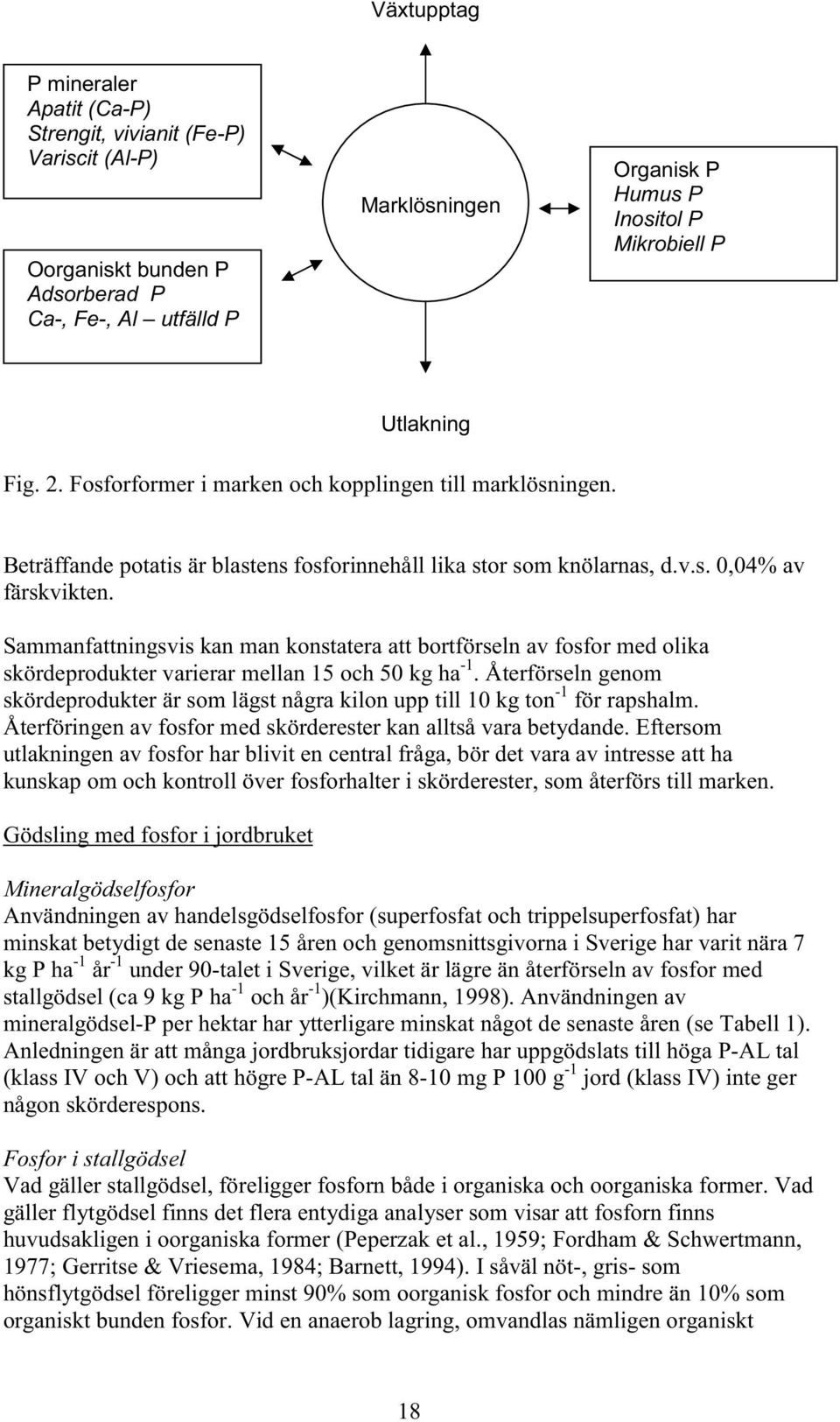 Sammanfattningsvis kan man konstatera att bortförseln av fosfor med olika skördeprodukter varierar mellan 15 och 50 kg ha -1.