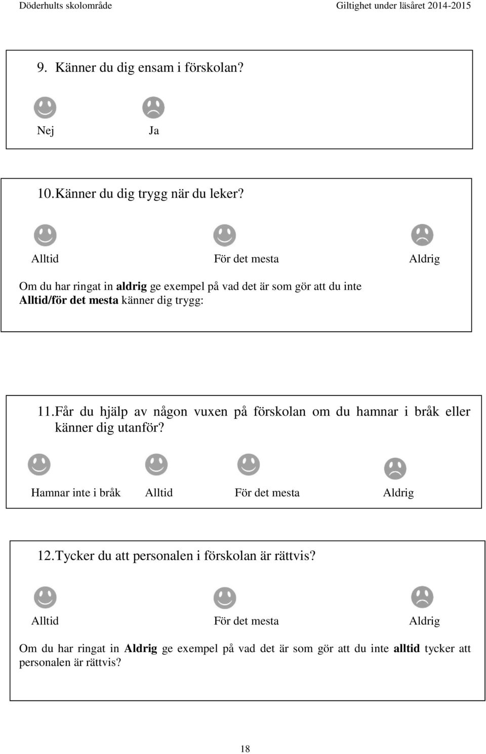11. Får du hjälp av någon vuxen på förskolan om du hamnar i bråk eller känner dig utanför?