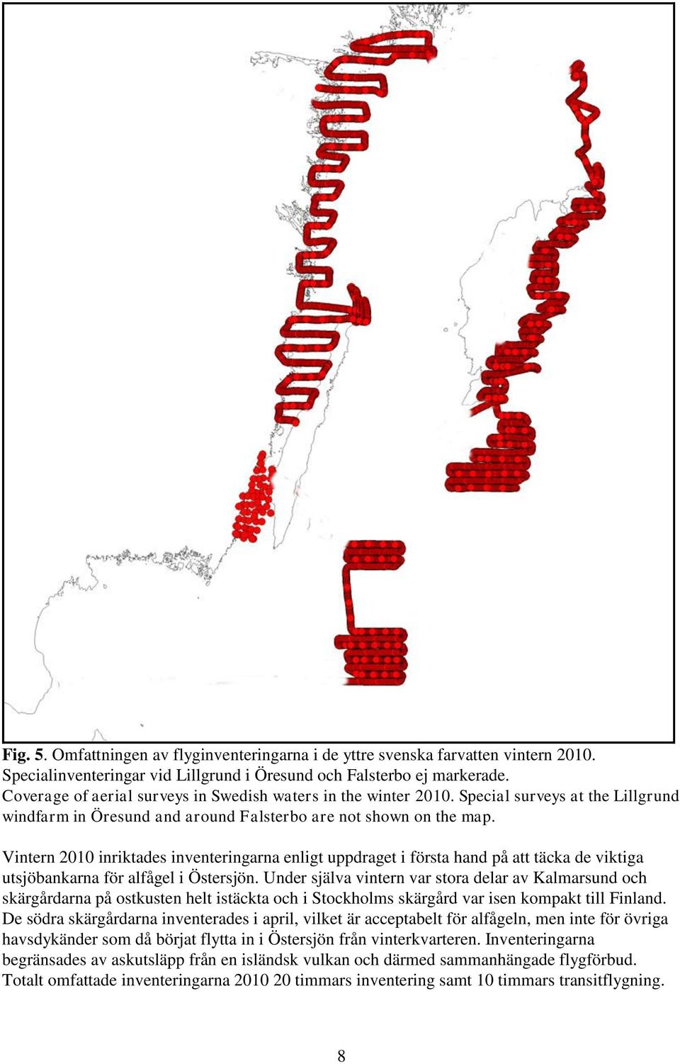 Vintern 2010 inriktades inventeringarna enligt uppdraget i första hand på att täcka de viktiga utsjöbankarna för alfågel i Östersjön.