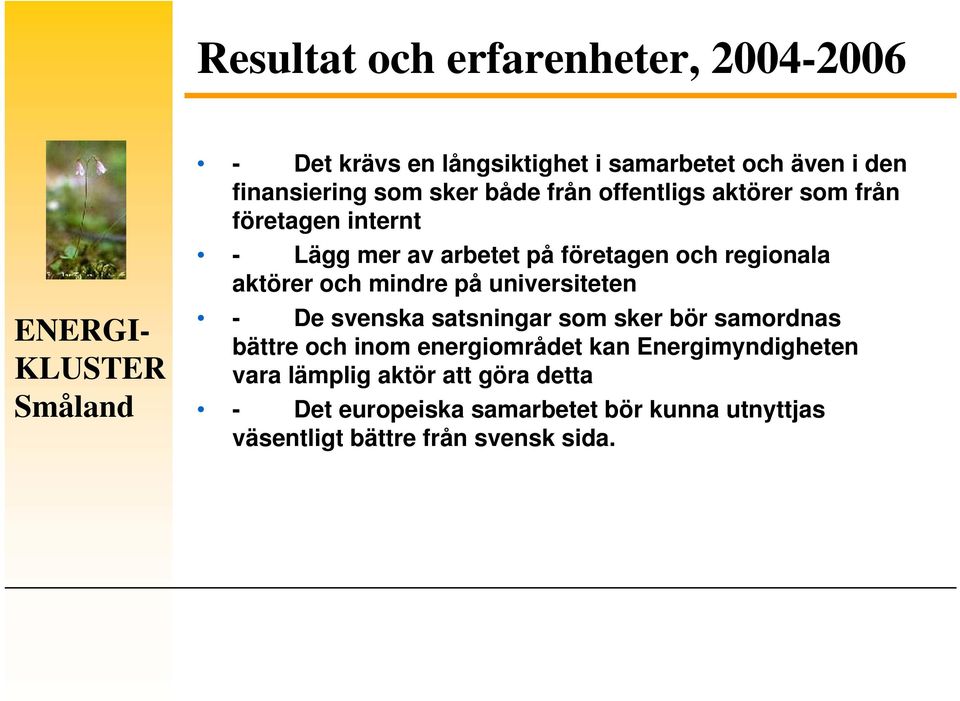 mindre på universiteten - De svenska satsningar som sker bör samordnas bättre och inom energiområdet kan