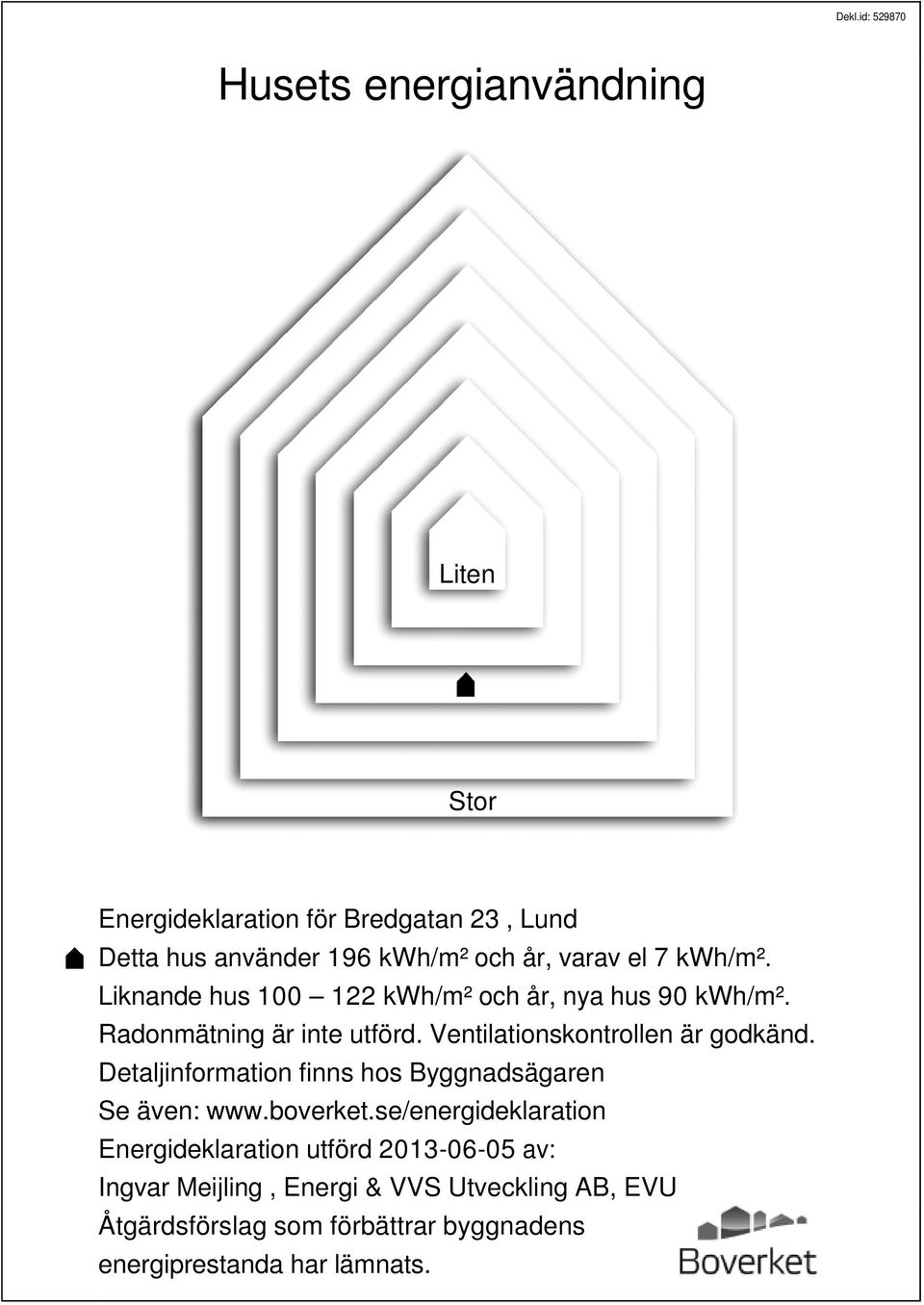 Ventilationskontrollen är godkänd. Detaljinformation finns hos Byggnadsägaren Se även: www.boverket.