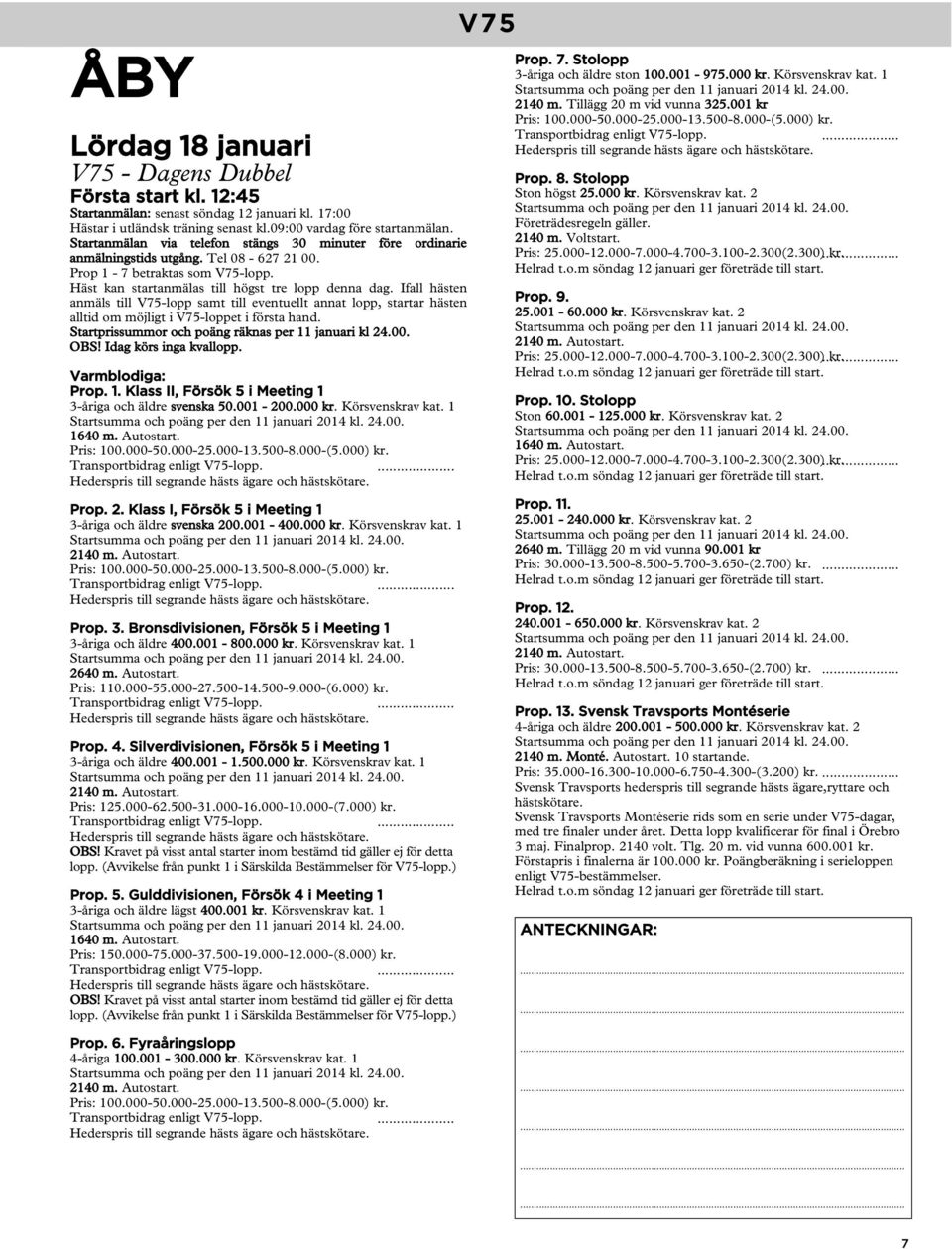 Startprissummor och poäng räknas per 11 januari kl 24.00. OBS! Idag körs inga kvallopp. Klass II, Försök 5 i Meeting 1 3-åriga och äldre svenska 50.001-200.000 Körsvenskrav kat.