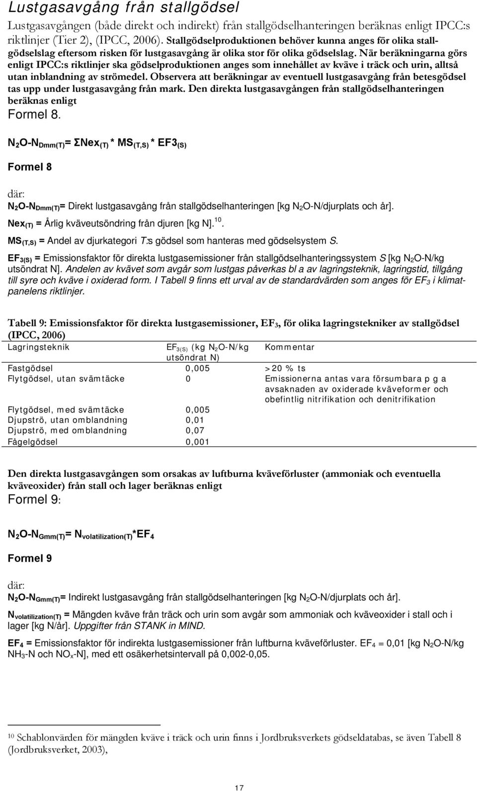 När beräkningarna görs enligt IPCC:s riktlinjer ska gödselproduktionen anges som innehållet av kväve i träck och urin, alltså utan inblandning av strömedel.